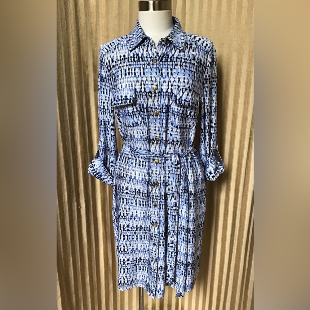 Retro Printed Button Front Shirtdress